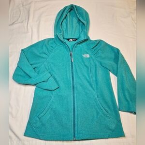North Face Womens Zip Up Hoodie Fleece Teal/Aqua Small